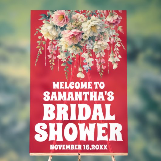 赤アクリルフローラブライダルシャワーウェルカムサイン アクリルサイン (ニュートラル)
