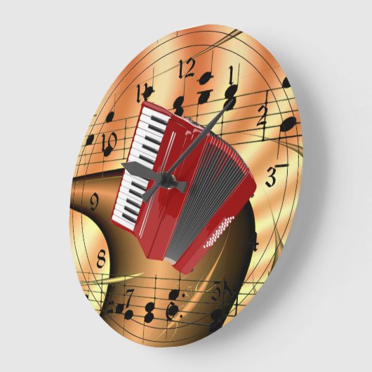 赤アコーディオン抽象デザイン ラージ壁時計 (傾斜)