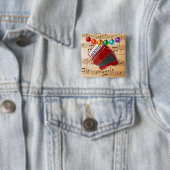 赤アコーディオン、カラフルオーナメント、 缶バッジ (インサイチュ)