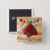 赤アコーディオン、カラフルオーナメント、 缶バッジ (正面&裏面)