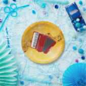 赤アコーディオン、金ゴールド背景に関する楽譜 ペーパープレート (パーティー)