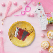 赤アコーディオン、金ゴールド背景に関する楽譜 ペーパープレート (パーティー)