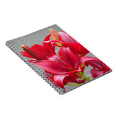 赤アジアのユリパーソナライズされたフローラ ノートブック (右側)