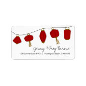 赤アジア提灯住所 シール (正面)