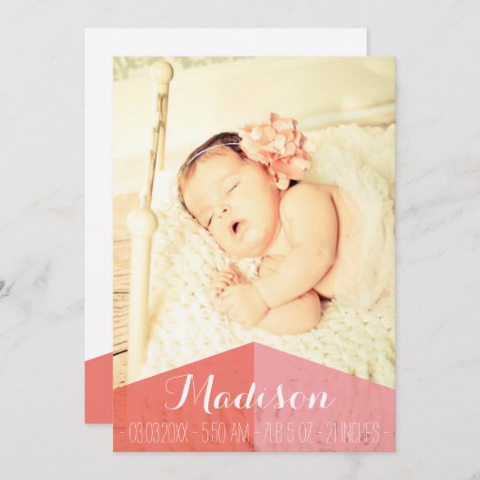 赤アステカちゃん女子生誕発表写真カード 案内状 (正面/裏面)