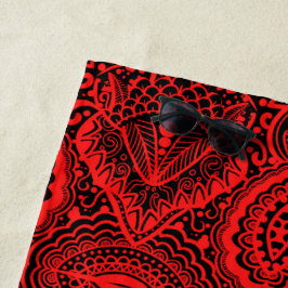 赤アステカ模様 ビーチタオル