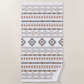 赤アステカ灰色の白の混合モチーフ模様 ビーチタオル (正面)