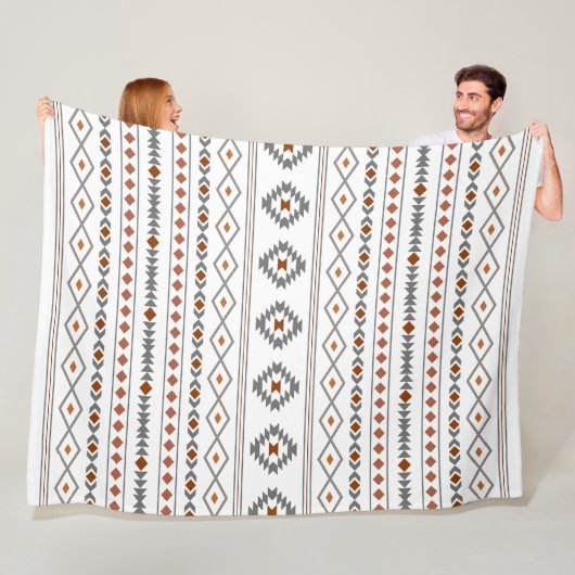 赤アステカ灰色の白の混合モチーフ模様 フリースブランケット (インサイチュ)