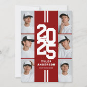 赤アスレティックグラードフォトコラージュ卒業式パーティー 招待状 (正面)