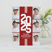 赤アスレティックグラードフォトコラージュ卒業式パーティー 招待状 (スタンド正面)