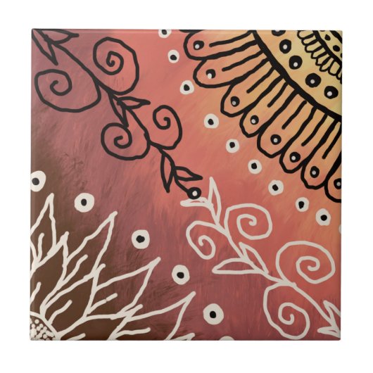 赤アトおもしろいルパターン タイル (正面)