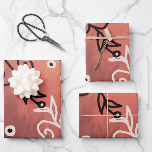 赤アトおもしろいルパターン ラッピングペーパーシート (正面)