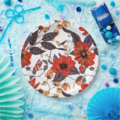 赤アネモン金ゴールドの繊細な紫の黄褐色の葉 ペーパープレート (パーティー)