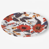 赤アネモン金ゴールドの繊細な紫の黄褐色の葉 ペーパープレート (アングル)