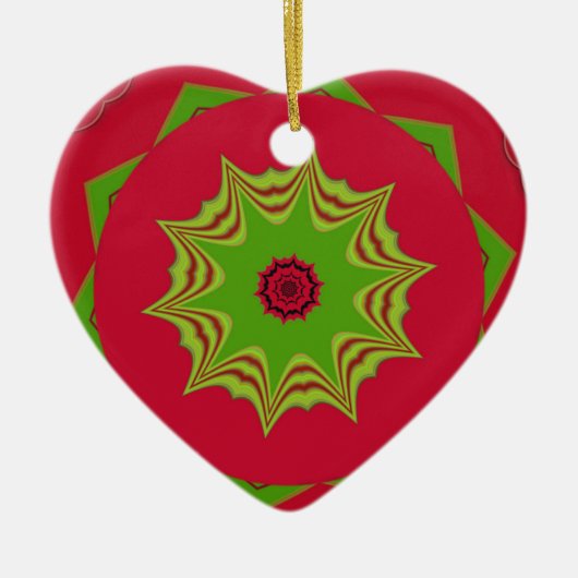 赤アフリカの民族部族パターン セラミックオーナメント (正面)