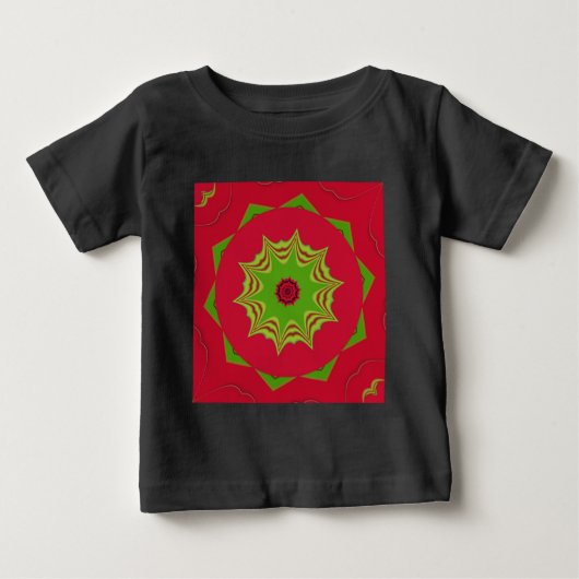 赤アフリカの民族部族パターン ベビーTシャツ (正面)