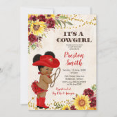 赤アフリカ女性のカーボーイバラとヒマワリ赤ちゃんシャワー 招待状 (正面)