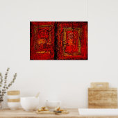 赤アフリカ抽象芸術絵画アートプリントポスター ポスター (キッチン)