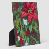 赤アマリリスとポインセチアと松の花束 フォトプラーク (側面)