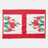 赤アマリリスキッチンタオルクリスマスギフトデコール キッチンタオル (横)