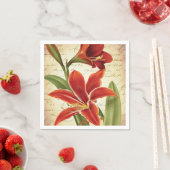 赤アマリリスクリスマスフラワーボタニカル スタンダードカクテルナプキン (インサイチュ)