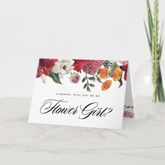 赤アマリリスフローラが私の花娘になる 招待状 (正面)