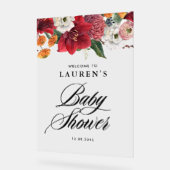 赤アマリリス植物性ベビーシャワーへようこそ アクリルサイン (傾斜)