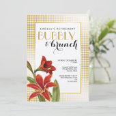 赤アマリリス花チェック金ゴールド 招待状 (スタンド正面)