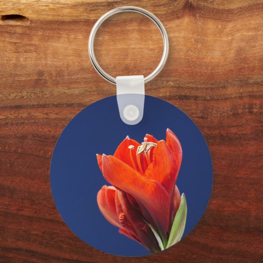赤アマリリス・キーチェーン キーホルダー (正面)