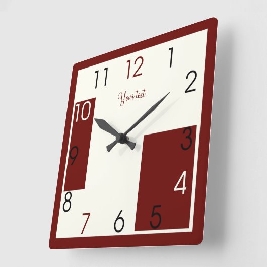赤アモダンート スクエア壁時計 (傾斜)
