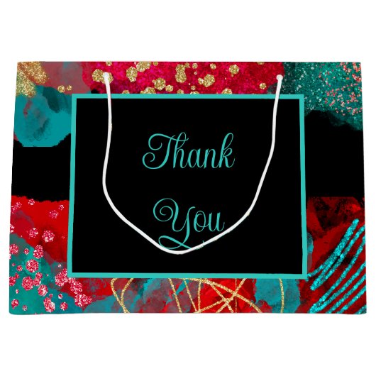 赤アルコールインクバースデーパーティー ラージペーパーバッグ (正面)