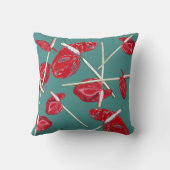 赤アンスリウム花柄クッション枕 クッション (裏面)