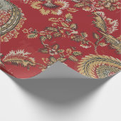 赤アンティークフランスの織物 ラッピングペーパー (角)
