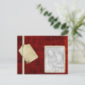 赤アンティークラベル写真テンプレート ポストカード (スタンド正面)