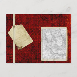赤アンティークラベル写真テンプレート ポストカード