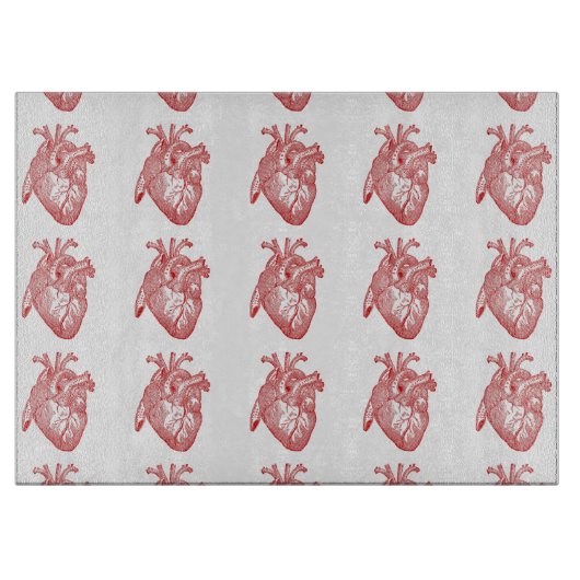 赤アンティーク解剖学的ハート カッティングボード (正面)