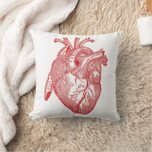 赤アンティーク解剖学的ハート クッション (ブランケット)
