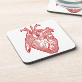 赤アンティーク解剖学的ハート コースター (左側)