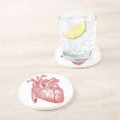赤アンティーク解剖学的ハート コースター (側面)
