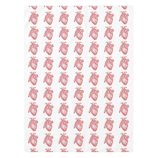 赤アンティーク解剖学的ハート テーブルクロス (正面)