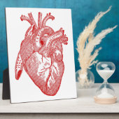 赤アンティーク解剖学的ハート フォトプラーク (側面)