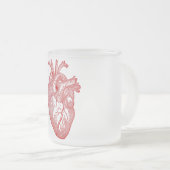 赤アンティーク解剖学的ハート フロストグラスマグカップ (正面右)