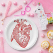 赤アンティーク解剖学的ハート ペーパープレート (パーティー)