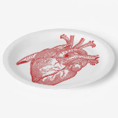 赤アンティーク解剖学的ハート ペーパープレート (アングル)