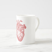 赤アンティーク解剖学的ハート ボーンチャイナマグカップ (正面右)