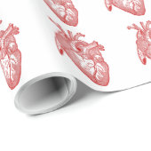 赤アンティーク解剖学的ハート ラッピングペーパー (ロールコーナー)