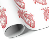 赤アンティーク解剖学的ハート ラッピングペーパー (ロールコーナー)