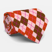 赤アーガイルと茶色のスポーティメンズ ネクタイ (ロール)