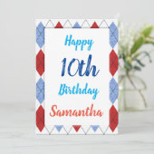 赤アーガイルと青のパターン カード (スタンド正面)