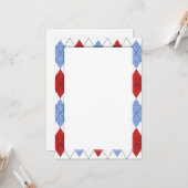 赤アーガイルと青のDIYカードのパターン カード (正面/裏面インサイチュ)